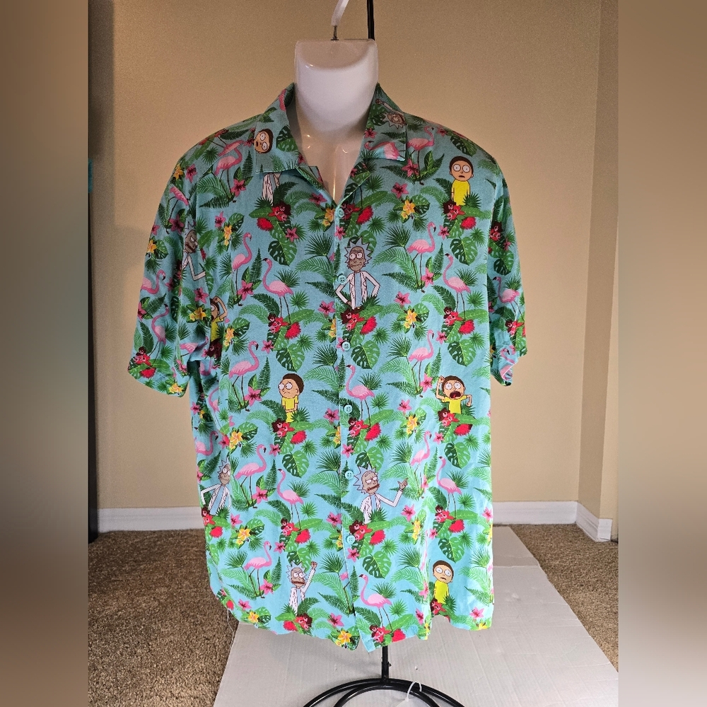 Men's RICK AND MORTY Collector's Rayon Hawaiian Shirt size XL